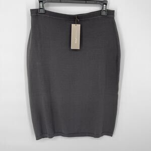 Spiegel NEW Stretch Silk Blend Knit Pencil Skirt Knee Length Sz M Dark Gray